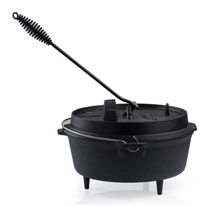 Dutch Oven Lid Lifter with Spiral Bail Handle, Cast Iron Dutch Oven Lid