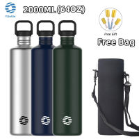 FJbottle ขวดน้ำสแตนเลส2000Ml (64Oz) ขวดน้ำกีฬาปั่นจักรยานแบบพกพาสำหรับโรงเรียน500-2000Ml ความจุมากกาต้มน้ำกันรั่ว BPA ฟรี