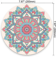 Vintage Flower Mandalas Mouse Pad,Floral Paisley Medallion Ethnic Mandala Pattern Round Non-Slip Rubber Mouse Pad Mat