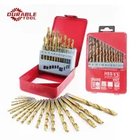 DURABLE 13PCS 1.0~13mm HSS Ti Coated Drill Bit Set For Metal Woodworking Drilling Power Tools Accessories In Iron Box Drills  Drivers