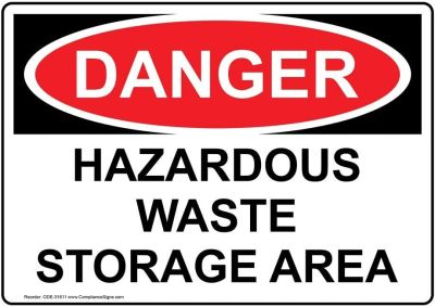 อันตรายพื้นที่เก็บขยะอันตรายสำหรับวัตถุอันตรายป้ายความปลอดภัยพลาสติก OSHA