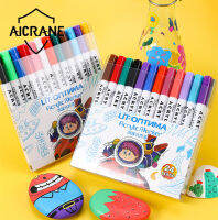 ปากกามาร์กเกอร์กันน้ำสำหรับเด็กปากกาอะคริลิก12/24สีของ AICRANE อุปกรณ์เครื่องเขียนผ้าใบ