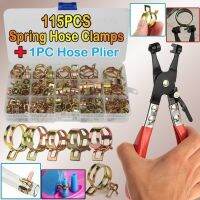 ♈ 115 PCS Zinc Plated 6-22mm Spring Hose Clamps 1PC Straight Throat Tube Clamp for Band Clamp Metal Fastener Assortment Kit