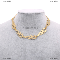 pime MALL พังก์เปลวไฟสร้อยคอกระดูกงูฮิปฮอปโซ่โลหะ Choker ผู้ชายผู้หญิงอินเทรนด์เครื่องประดับ