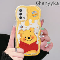 เคส Chenyyka สำหรับ OPPO A74 4G A95 4G F19S F19 Reno 6 Lite น่ารักน้ำผึ้งหมีสีสันเนื้อครีมกันกระแทกแบบใสนิ่มเคสมือถือเคสโปร่งใสลายกล้องถ่ายรูปสร้างสรรค์ฝาครอบป้องกันซิลิโคน