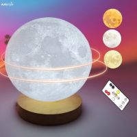 3D Automatic Rotating Suspended Moon Night Light LED Remote Control Star Ball Table Lamp Globe Night Lamp for KidsHoliday Gift Night Lights