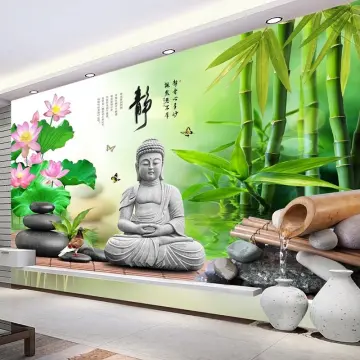 Buy Buddha Mural Wallpaper 3D Online | Lazada.Com.My
