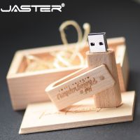 JASTER USB 2.0 wooden rotatable pendrive usb flash drive 4GB 8GB 16GB 32GB 64GB memory stick pen holder custom LOGO wedding gift