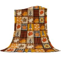 Thanksgiving Pumpkin Blanket Super Soft Flannel Throw Blankets Pumpkin Turkey Maple Leaf Gnome Plaid Blanket Plush Blankets Gift