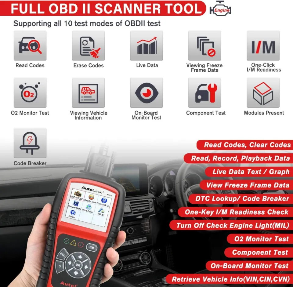 Autel AL319 OBD2 Scanner Automotive Diagnostic Scan Tool Car Engine Fault  CAN Scan Code Reader