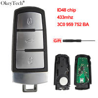 【✔In stock】 haokao5 Okeytech Kunci Remote Mobil อัจฉริยะพับได้3ปุ่มระบบไม่มีกุญแจแบบไม่ตัด434Mhz พร้อมด้วย Id48ชิป3c0959752ba สำหรับ Vw Passat B6 3c B7 Magotan Cc