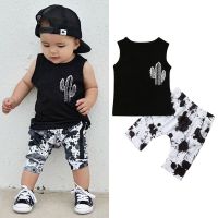 Citgeett Summer 2PCS Newborn Baby Boy Cactus Tops Vest Shorts Pants Summer Beach Outfits Set Clothes