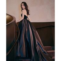 Hot ”gown Dress Wedding gown Black Tube TOP Banquet Evening Dress FEMALE 2022 New Style Classy LADIES Voice Art exam Birthday Host Plus Size gown for DEBUT 18 years Old and Evening dresses FLOOR Length for debutante dree Access