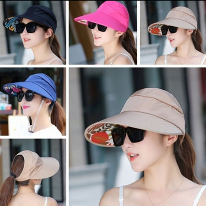 shiqinbaihuo-หมวกกันแดดชายหาดหมวกมีกระบังปีกกว้างปกป้องหมวกกันแดดพับได้กันแสงยูวีแฟชั่นกลางแจ้ง