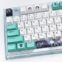 141 Key Demon Slayer Design Green Tanjiro Anime Keycap Personality Cherry Profile PBT Five-sided Sublimation For MX Switch CMMK