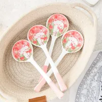 4 PCS Long Handle Spoon Cute Cartoon Bear Ceramic Tableware Coffee Stirring Spoon Household Spoon Ceramic Spoon Kitchen Serving Utensils