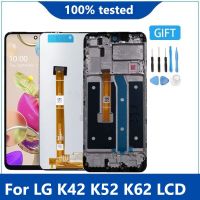 จอแสดงผลเดิมสำหรับ6.6 ";LG K52 K62จอแสดงผล LCD Touch Screen Digitizer แผงสมัชชาที่มีกรอบอะไหล่สำหรับ K42