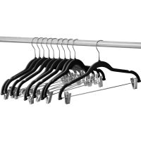 10 Pack Clothes Hangers with Clips Black Velvet Hangers Use for Skirt and Clothes Hanger Pants Hanger Ultra Thin No