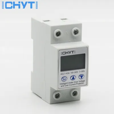 Ichyti Adjustable140 1-63a-300V มากกว่าแรงดันไฟฟ้าและใต้รีเลย์ป้องกันจอแสดงผลแอลอีดีตัวป้องกันแรงดันไฟฟ้าพร้อมโวลต์มิเตอร์