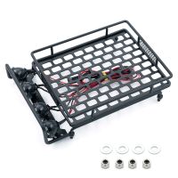 Roof Rack Luggage Carrier with LED Lights RC Car Metal Parts Compatible with 1/14 1/12 1/10 SCX10 CC01 MN D90 D91 D99 MN90 MN99S  Power Points  Switch