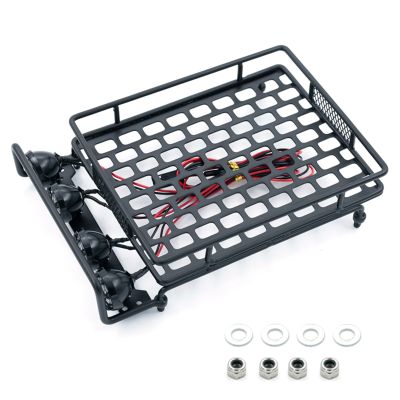 Roof Rack Luggage Carrier with LED Lights RC Car Metal Parts Compatible with 1/14 1/12 1/10 SCX10 CC01 MN D90 D91 D99 MN90 MN99S Electrical Connectors