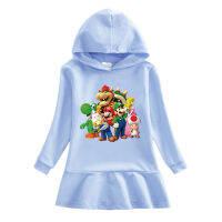 Super Mario Bros สาว Hoodie ชุดสำหรับเด็กผู้หญิงฤดูใบไม้ผลิและฤดูใบไม้ร่วงเสื้อผ้าเด็ก Lesure ใหม่เสื้อแขนยาว100% ผ้าฝ้าย2-8ปี