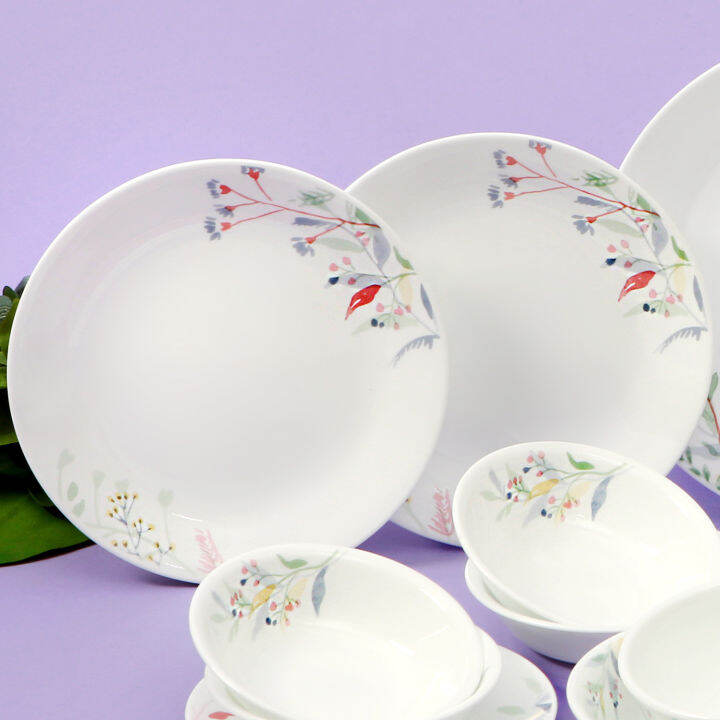 corelle-monteverde-san-jose-ชามและจานเซรามิก-18-ชิ้น-อาหารเย็น-เครื่องล้างจาน-ตู้เซฟ