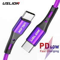 [A Necessary] เขียน.☈▼ USLION USB ชนิด C ถึงสายเคเบิลสำหรับ Macbook Samsung S10 S9 PD 60W QC3.0ข้อมูลการชาร์จเร็ว USB-C สาย Type-C 2M 3M