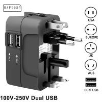 HAF0083 ปลั๊ก AU US UK EU สากลสากลสากล ปลั๊กไฟฟ้าปลั๊ก ที่ชาร์จ USB ปลั๊กอะแดปเตอร์ ที่ชาร์จติดผนัง อะแดปเตอร์ปลั๊กเดินทาง ตัวแปลงปลั๊ก อะแดปเตอร์ชาร์จไฟ AC ตัวแปลงไฟฟ้า