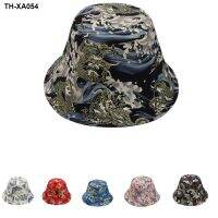 Chinese style ethnic printing basin hat fisherman mens head face new sun casual all-match