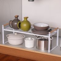 White/Black Stackable Countertop Shelf Organizer For Cupboard Cabinet Spice Storage Rack Kitchen Novel Kitchen Accessories