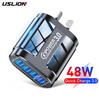 USLION 48วัตต์ชาร์จอย่างรวดเร็วออสเตรเลียมาตรฐานเสียบ USB ชาร์จ4พอร์ต QC 3.0 USB ศัพท์มือถือชาร์จอะแดปเตอร์สากล