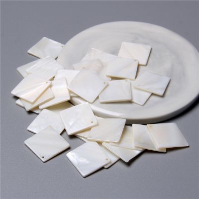 Freshwater White Round Square shell charm beads Natural Mother of Pearl Shell charm connector Pendant for jewelry making earring