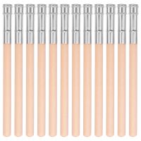 12 Pieces Wooden Pencil Extenders Art Pencil Lengthener Crayon Extension with Aluminum Handle for School