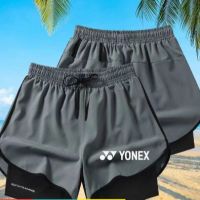 Yonex สองชั้นวิ่งออกกำลังกายว่ายน้ำการบุซับในป้องกันแสงสะท้อนของ Capris แห้งเร็วสำหรับทั้งหญิงและชายระบายอากาศได้2023ฤดูร้อนใหม่