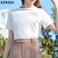 Zebraa VONDA เสื้อสตรีคอกลมวันหยุดสบายๆเสื้อแขนสั้น (สาเหตุเกาหลี)