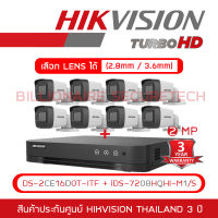 HIKVISION ชุดกล้องวงจรปิด HD 2 MP iDS-7208HQHI-M1/S + DS-2CE16D0T-ITF*8 (2.8-3.6 mm) PRO BY BILLIONAIRE SECURETECH