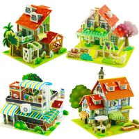 Villa House Castle Building Model 3D Cardboard Puzzle Jigsaw Toys Childrens Interest Educational Toys Kids Gift