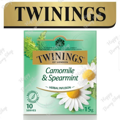 ⭐ Twinings ⭐ CAMOMILE &amp; SPEARMINT Soothing and Minty  ชาทไวนิงส์ คาโมมายล์และสเปียร์มิ้นต์ ไม่มีคาเฟอีน Herbal Collection 1 กล่องมี 10 ซอง ชาอังกฤษนำเข้าจากต่างประเทศ