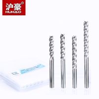 HUHAO 5PCS / lot Shank 3.175mm 4 ขลุ่ยเกลียว End Mill CNC Router Bits สําหรับเครื่องตัดทังสเตนไม้เนื้อแข็งสําหรับ MDF กระดานไม้เนื้อแข็ง