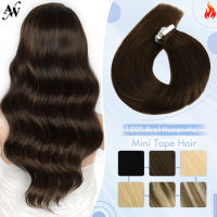 AW Mini Tape In Human Hair Extensions Machine Remy Human Hair Invisible Seamless Skin Weft Straight Tape Extensions Blonde