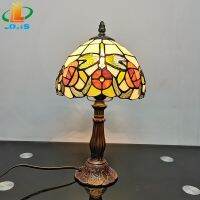 8 Inch American Style Small Table Lamp Tiffany Bedside Study Bar Stained Glass Welding Process Night Light E27 110V Metal Base