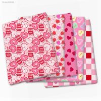 ✴● Heart Print ValentineS Day 50x145cm Polyester Cotton Fabric Sewing Quilting Fabric Needlework Material DIY Cloth Handmade