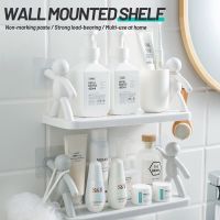 Bathroom Shelf Wall-hanging White Storage Rack Shampoo Cosmetic Organizer Shower Caddy Shelf Shower Organizer Bathroom Counter Storage