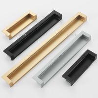 Sliding Door Drawer Cabinet Door Wardrobe Handle Modern Minimalist Trenching American Style Invisible Embedded Dark Handle Door Hardware