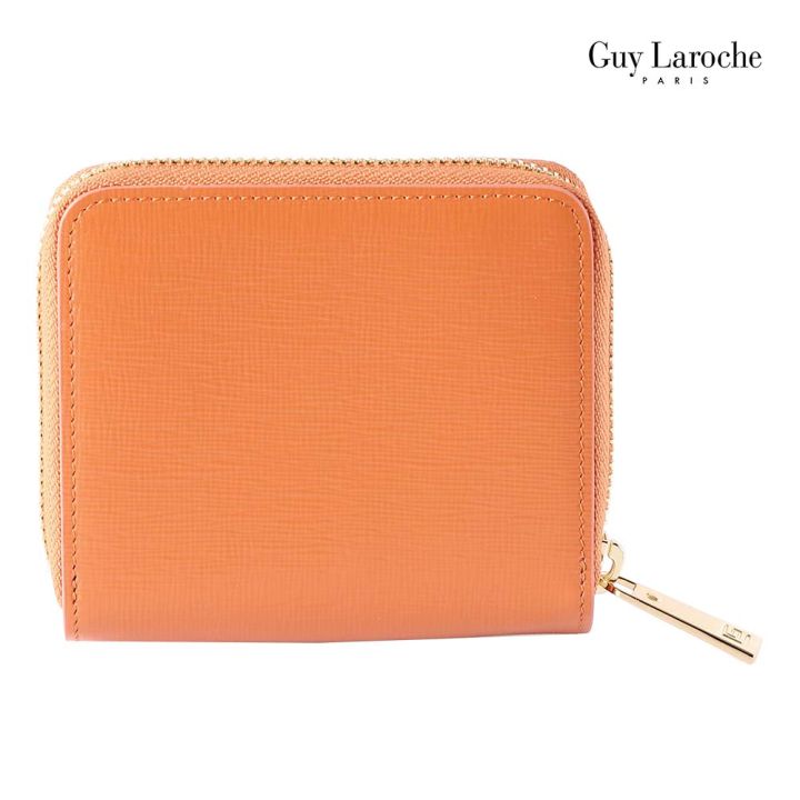 guy-laroche-กระเป๋าสตางค์พับสั้นซิปรอบ-รุ่น-margo-สีส้ม