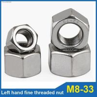 ✈✎ Left hand fine thread nut M8 M12 M14 M16 M20 M22 M24 M30 M33 304 Stainless Steel Reverse Teeth Hexagon Nut Screw Cap