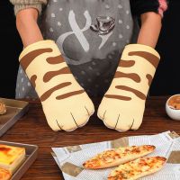 Cute Cat Paws Oven Heat Insulation Gloves Microwave Anti-scald Cotton Gloves Heat Resistant Insulation Kitchen Baking Supplies