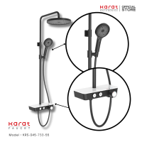 Karat Faucet ก๊อกผสมติดผนัง พร้อมชุดฝักบัว Rain Shower และฝักบัวสายอ่อนปรับน้ำ 3 ระดับ (สีดำ) รุ่น KRS-045-733-55