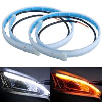 ┋ 2Pcs DRL LED Strip Turn Signal Light Sequential Yellow Bright Flexible Daytime Running Light 12V Car Headlight Auto Accessories